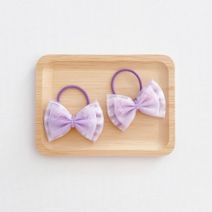 Girl Hair Tie Bow Sheer Beads Pair (GPT9428)